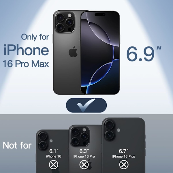 Ultratunt skal för iPhone 16 Pro Max 6.9 Ih, fullständigt skydd för kameralinsen, lätt matt finish PP Hårt minimalistiskt skal (Svart) Svart
