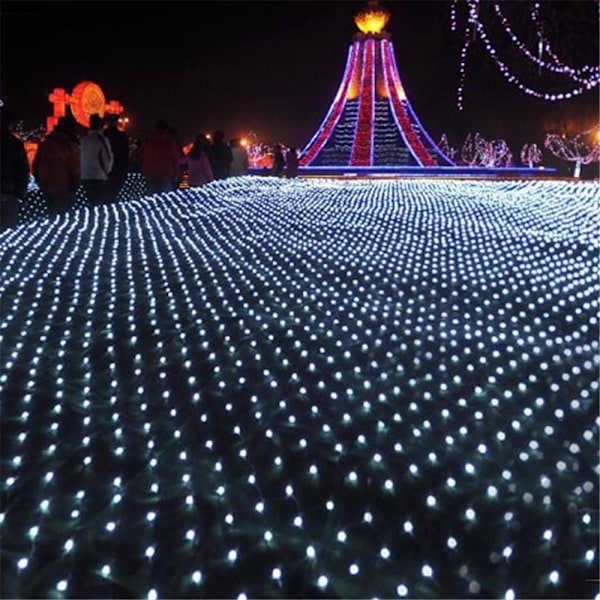 LED Net Mesh Fairy String Dekorative Lys 204 LED 9,84 Ft x 6,56 Ft Varm Hvid Udendørs Træ-wrap Lys 8 Tilstande Lav Spænding til Jul
