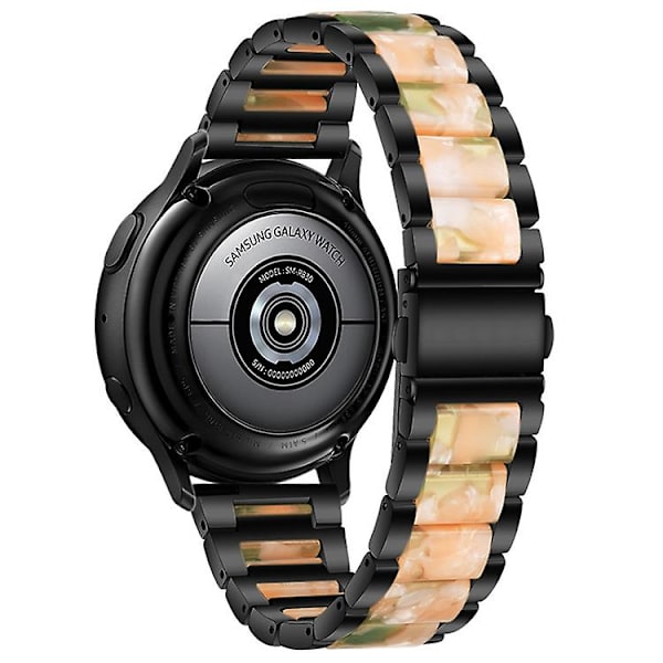 Til Garmin Venu/vivoactive 3 Music 20mm Universal Tre-perler rustfrit stål + Resin Watch Band DOV Black-Pink Green