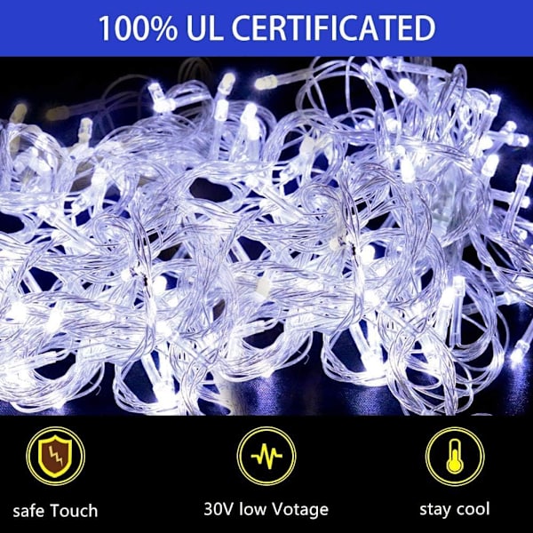 Juledekorasjon Stjernelys Utendørs, 320 LED 16,4Ft Julelys [8 Moduser og Vanntett] for Halloween Jul Nyttår Ferie (Jern)
