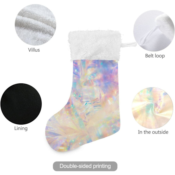 Julklapp, Personliga Julklappsstrumpor 2-pack Holografisk Swirl Regnbåge Modern 45,7 cm Julstrumpor Hängande Ornament Kam