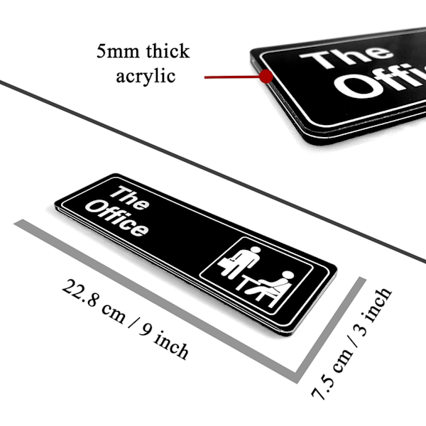 The Office-skylt - Självhäftande akrylskylt för dörr eller vägg