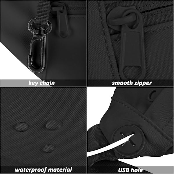 Stor Crossbody Fanny Pack - 3 dragkedjor, stöldskyddad midjeväska