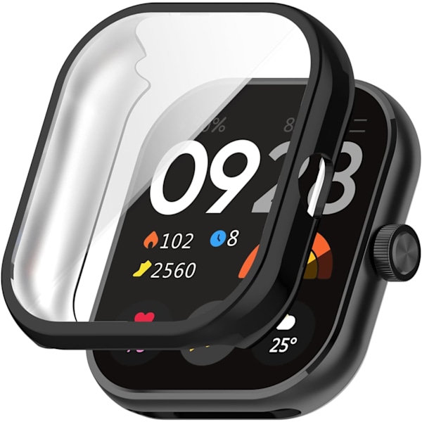Yhteensopiva Redmi Watch 4 suojakotelon kanssa, täysi suojaava TPU-suojakotelo, yhteensopiva Redmi Watch 4:n kanssa (TPU musta) Musta
