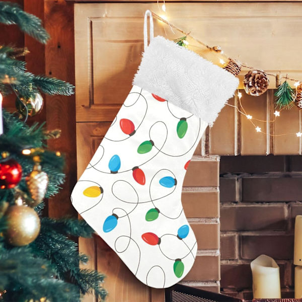 Julklapp, personliga julklappsstrumpor 2-pack Söt julregnbåge Glödlampa 45,7 cm Julstrumpor Hängande Ornament