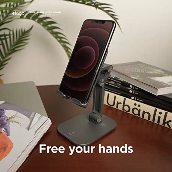 M5 Justerbar Telefonholder – Mobiltelefonholder til Skrivebord Kompatibel med iPhone 12 (5.7, 6.1, 6.7) og Kompatibel med Alle iPhone Modeller, Alle Smartphones