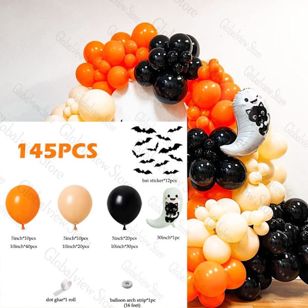 Halloween Ballonger Lilla Grønn Svart Ballongbue Arch Med Edderkoppnett Festdekorasjoner Bakgrunn Luftballonger (145stk Sett) 145stk Sett 145stk Sett