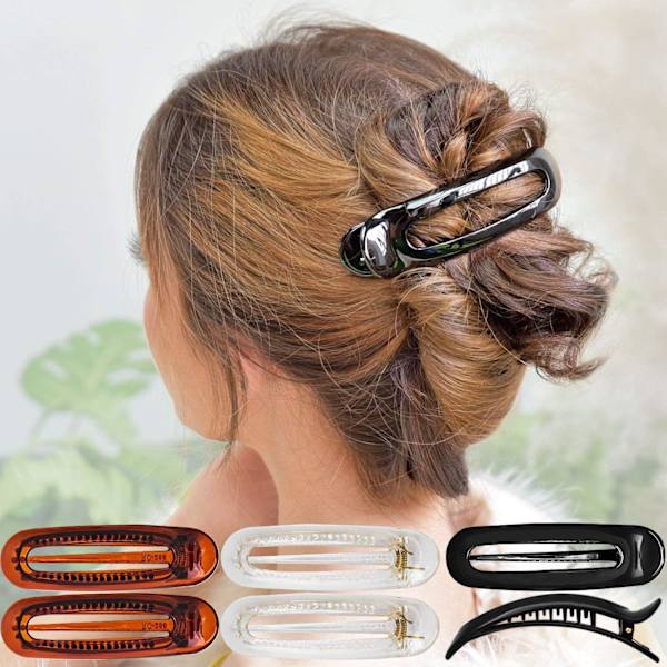 6 st Womens French Barrette - Klassisk anknäbb Alligator Clips Side Slide Grip