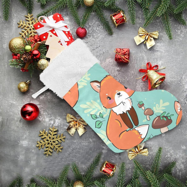 Julklapp, Personliga Julklappsstrumpor 2-pack Räv Skog Söta Djur 45,7 cm Julstrumpor Hängande Ornament Eldstad för Träd