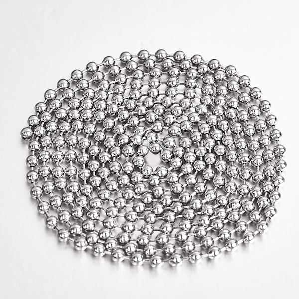 32 fot rustfritt stål kulekjede med 20 matchende koblinger 2,4 mm diameter kulekjede