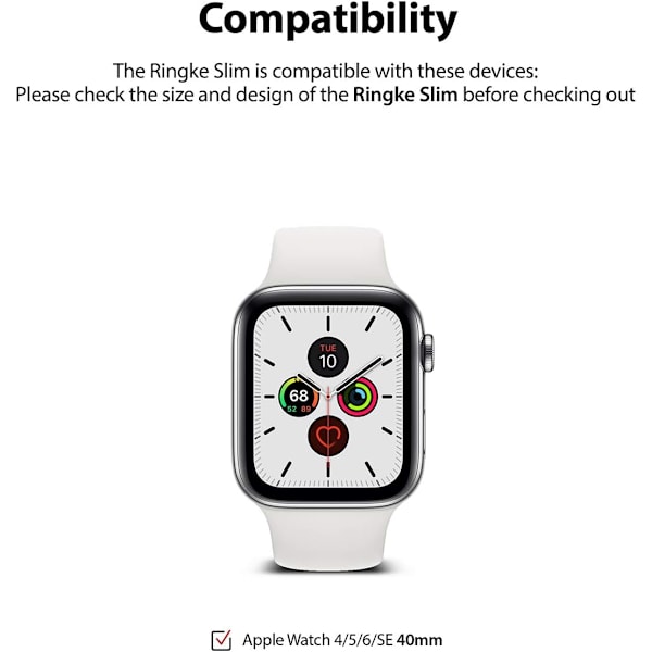 Slim [Anti-Gulningsmaterial / 2-pack] Kompatibel med Apple Watch Series 6, 5, 4, SE (2020), SE (2022) 40mm Skal för Minimalistisk, Solid Skydd för Kvin