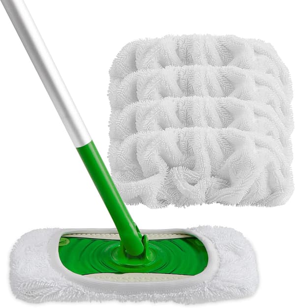 JamY Home Gjenbrukbare Mikrofiber Moppputer Kompatible med Swiffer Sweeper-Vaskbare Våtpute-påfyll for Våt- og Tørrbruk, Gulvrengjøringsmopphode-puter