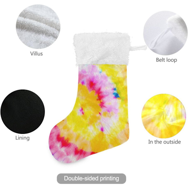 Julklapp, personliga julklappsstrumpor 2-pack Rosafärgad Tie Dye 45,7 cm Julstrumpor Hängande Ornament Kamin för träddekoration 17,7