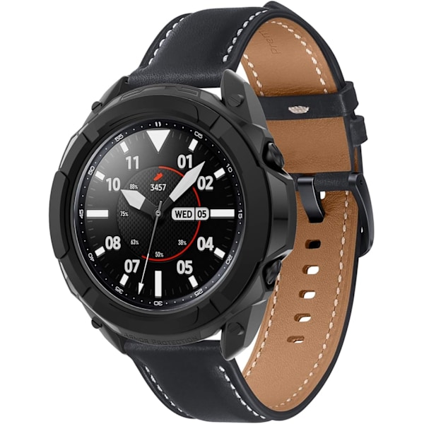 för Galaxy Watch 3 TPU Skyddsfodral - TPU Skyddsfodral + Bezel Ring Urtavla Skyddsfodral för Galaxy Watch 3 41MM (TPU Svart, 41MM)