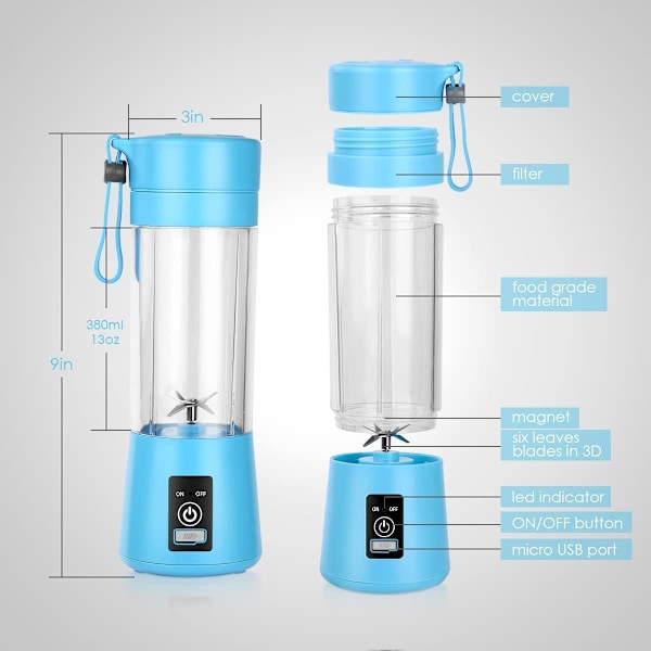 Bärbar mixerflaska (350 ml) - Mini juice mixer med USB-laddningsbar kopp