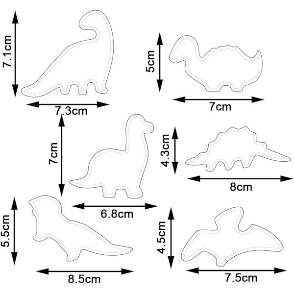 Dinosaur Cookie Cutter Set - Rustfrie stål Dinosaur Sandwich Cutters