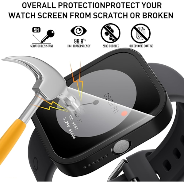 2-pack för CMF Watch Pro-skal, 2.5D 9H Ultratunt Hårt PC Härdat Glas Allround Skärmskydd Skal för CMF Watch Pro (Svart+Svart) Svart+