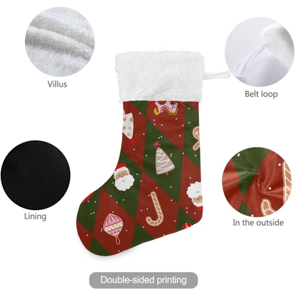 Julklapp, personliga julklappsstrumpor 2-pack Buffelrutig Pepparkaka Jul 45,7 cm Julstrumpor Hängande Ornament Eldstad