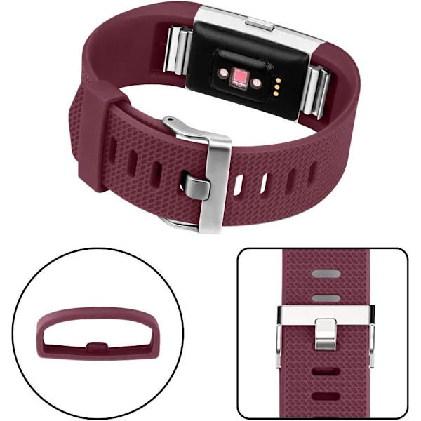 [6-pakning] Kompatibel med Fitbit Charge 2-rem - Justerbar erstatningsrem med spenne i aluminiumlegering