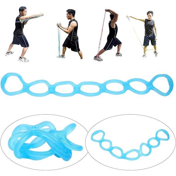 7 ringar stretchövningsband, bärbar silikon elastisk flex yoga stretchband fysisk terapi rehab bälte, hemträning blå