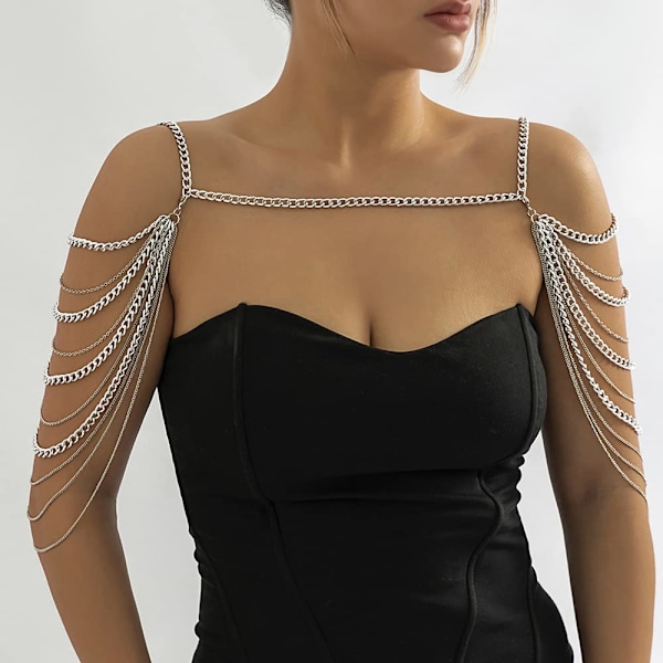 Brud Kvinnor Shiny Statement Tofs Body Chain Smycken Sjal