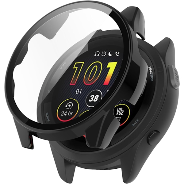 Smartklokke Full Dekning PC Beskyttelsesdeksel med Herdet Glass Skjermbeskytter Kompatibel med Garmin Forerunner 165/Forerunner 165 Music Smar