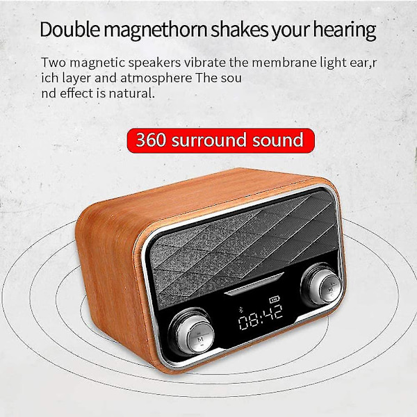 Bluetooth Retro Radio Med Aux/fm, Backup Radio Med Antenn, Klart Ljud, Hög Bluetooth Bärbar Bluetooth-högtalare Med Kompatibel Android-surfplatta
