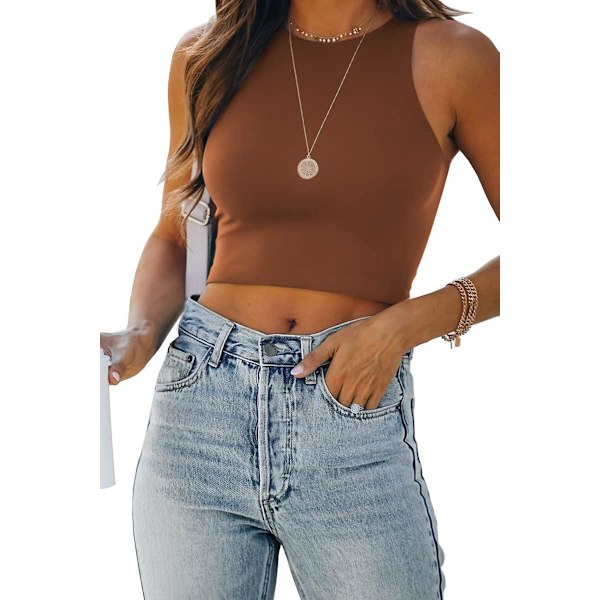 Womens Sexy Sleeveless High Neck Workout Crop Tops Cute Racerback