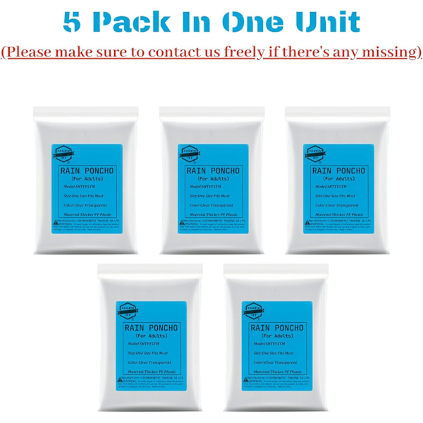 Set med 5 färgglada regnponchos