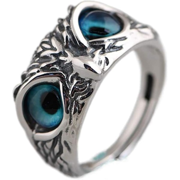 925 Sterling Silver Demon Eye Owl Ring - Justerbar Ring Smycken Present