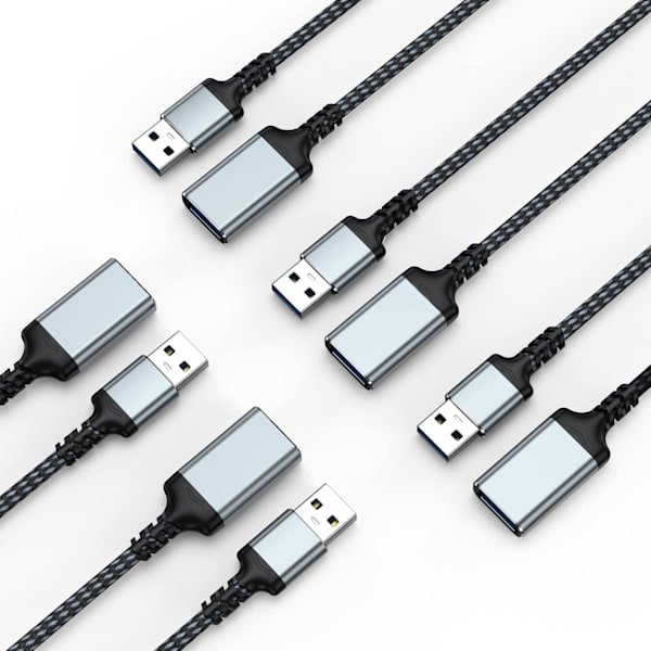 USB-forlængerkabel 6,6 fod 【5-pak】. USB 3.0-forlængerledning