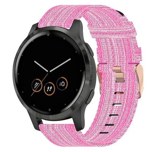 Til Garmin Vivoactive 4s 18mm Nylon Flettet Rem HYZ Pink