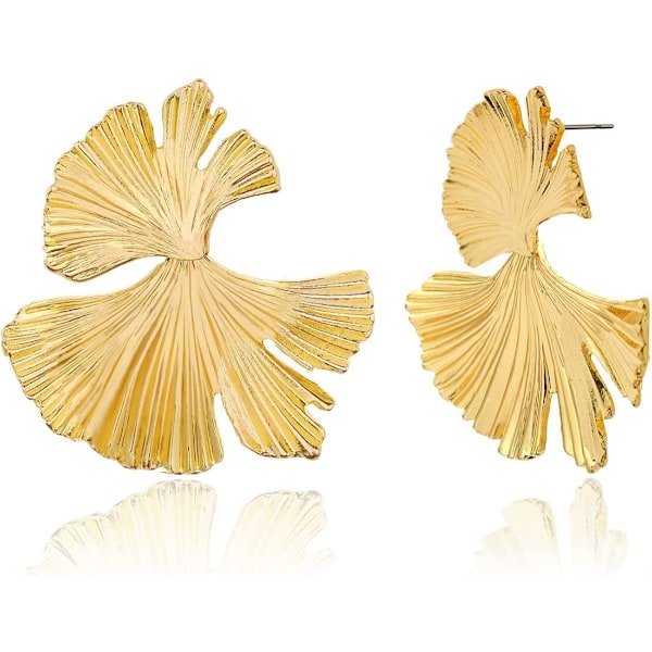 Ginkgo Leaf Flower Örhängen, Guld Geometriska Statement Örhängen för