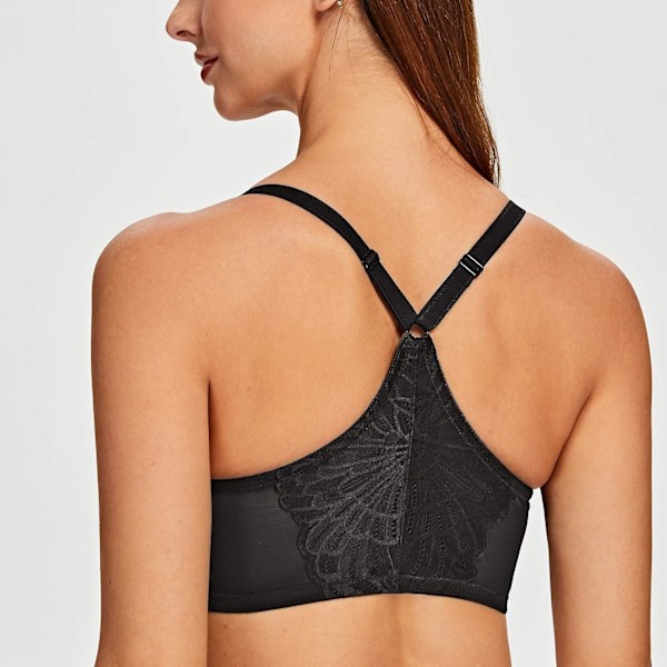 Kvinnors Racerback Front Closure Full Coverage Ovadderad Plus Size Bygel-BH
