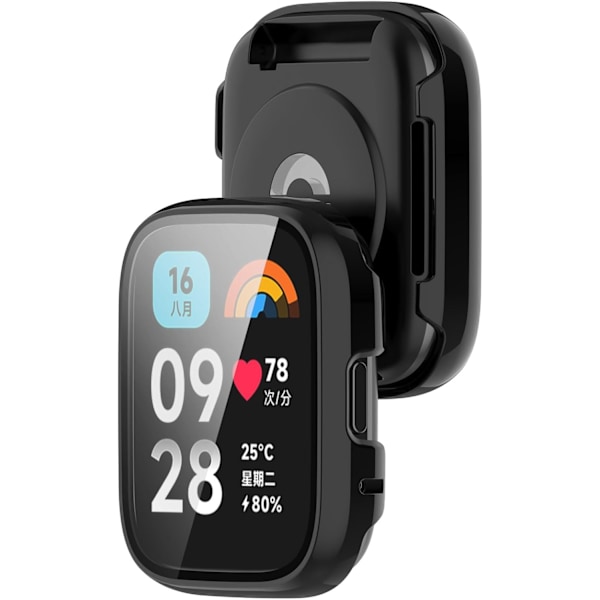 PC Full Coverage Skyddande Skärmskydd Fodral Avsett (för Xiaomi Redmi Watch 3 Active) / (Watch 3 Lite) Smartwatch Tillbehör (Svart