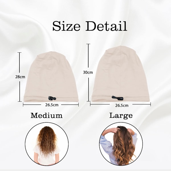 Siden Satin Bonnet Hårinpackning för att sova, 2 st Justerbar Silk