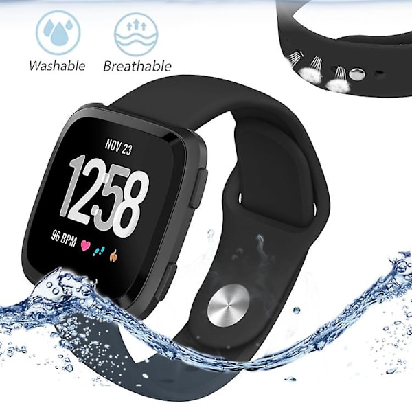 För Fitbit Versa 2 / Fitbit Versa Lite enfärgat silikonklockarmband TRS Black