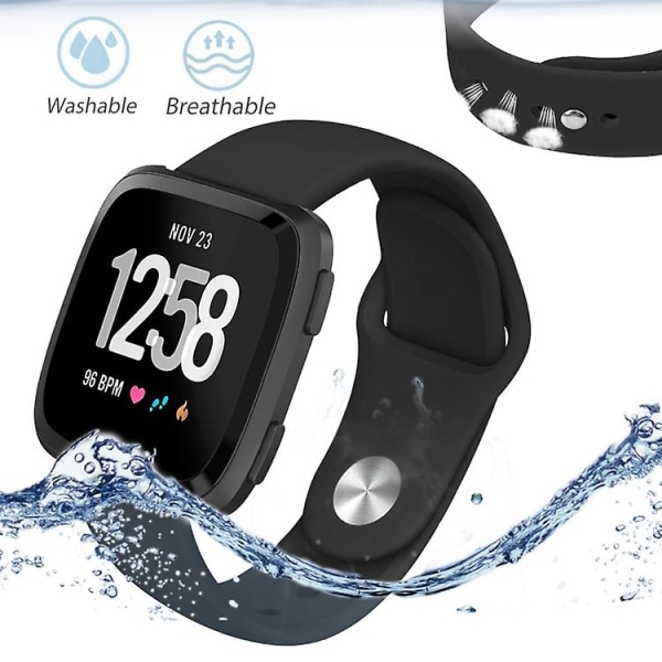 Til Fitbit Versa 2 / Fitbit Versa Lite Solid Color Silikonurrem TRS Black