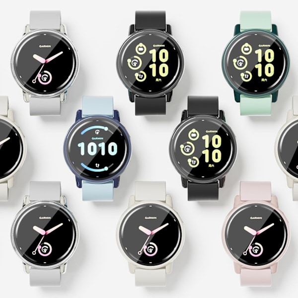 Skjermbeskytterdeksel for Garmin vívoactive 5 Smartklokke, [4-pakning] Hard PC-støtfanger & Erstatningstilbehør med herdet glassfilm for Garmin vivoactive