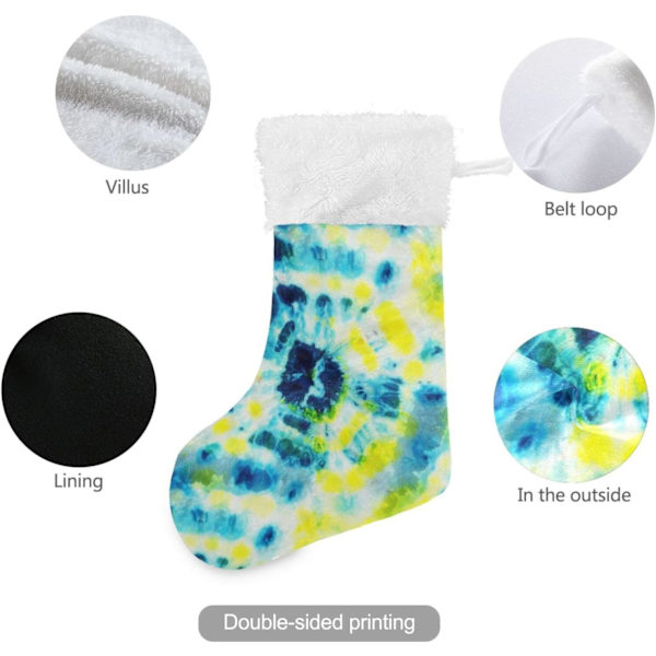 Jule-Strømpe, Personlige Jule-Strømper 2-pak Tie Dye Print 18 Tommer Jule-Strømper Hængende Ornament Pejs til Trædekoration  17.