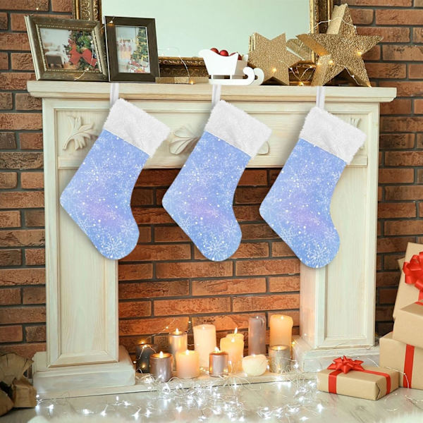 Julklapp, Personliga Julklappsstrumpor 2-pack Vinter Jul Snöflingor 45,7 cm Julstrumpor Hängande Ornament Eldstad för