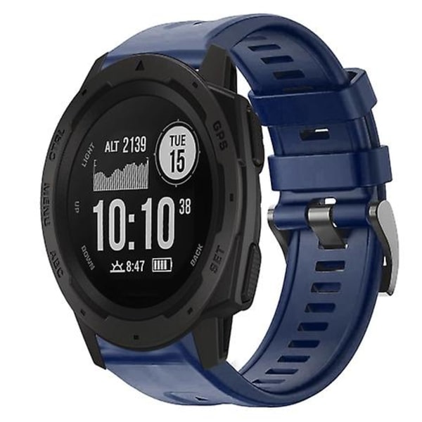 För Garmin Instinct Metal Buckle Solid Color Silikonklockarmband GVX Midnight Blue