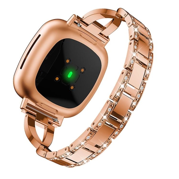 Universell diamantmetallklockarmband för Fitbit Versa 4 / Sense 2 UZE Rose Gold