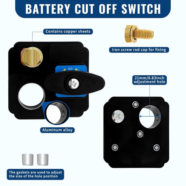 2 Batteriafbrydere 12V 24V, Kraftig Batteriafbryder, Batteristrømafbryder Isolator Kill Switch, Batteri Kill Switch til Bil, Autocamper og