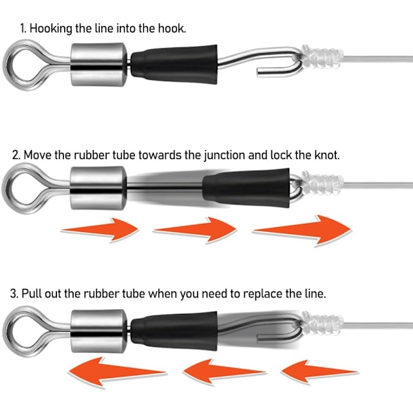 50 stk. Quick Change Swivels til fiskekrog længder - Anti Line Spin