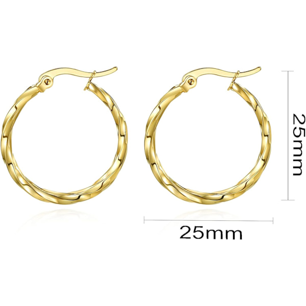 9ct gull 3-lags vridde creol-øreringer: Elegante gull creol-øreringer for kvinner