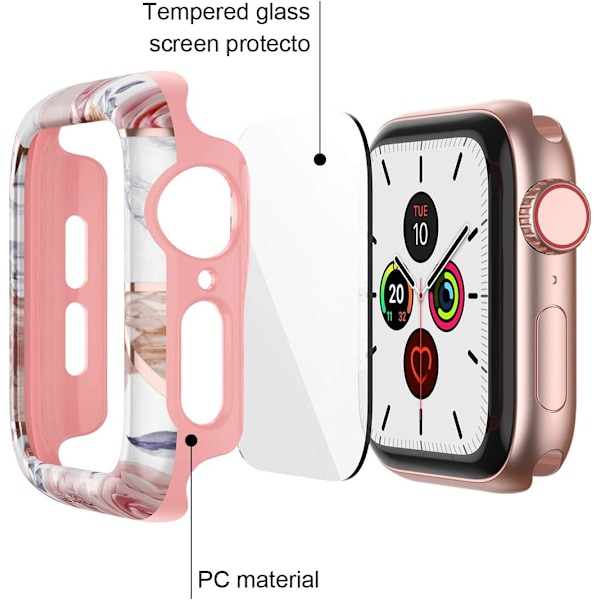 Fodral för Apple Watch Series 6/5 /4 /SE 44mm Inbyggt härdat glas