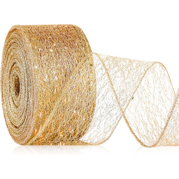 Glitterbånd Jule Mesh Craft Bånd Ledning Metal Polyester Web Sequins