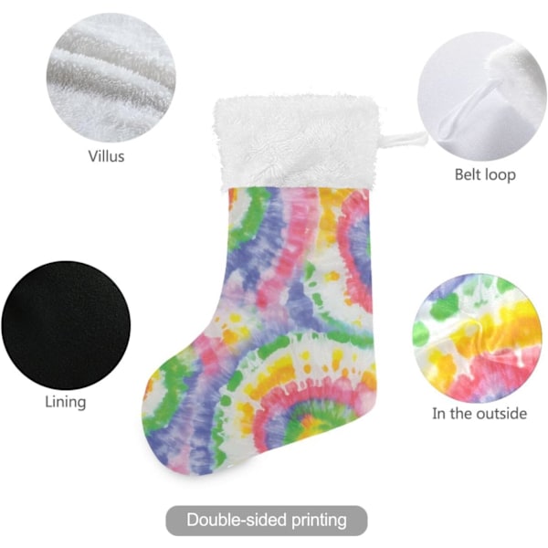 Jule-Strømpe, Personlige Jule-Strømper 2-pak Hippie Tie Dye Hvirvel Hvid Enhjørning 45,7 cm Jule-Strømper Hængende Ornament Pejs Til