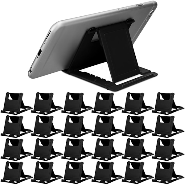 24 st Mobiltelefonställ, Universellt Vikbart Surfplatteställ för Skrivbord Kompatibelt med Phone 13 12 11 Pro Xs Max x 8 6s Plus Alla Android Smartphones (Svart)